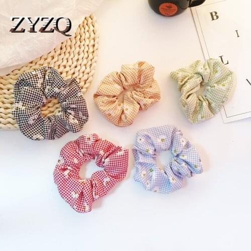 ZYZQ New Small Daisy Grid Hair Ring Sweet And Cute Small Fresh Headdress Childrens Day Gift Accessories