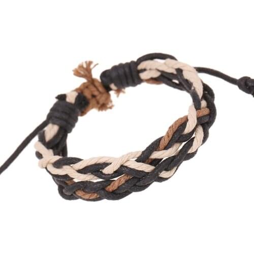 Gnova New Korean Fashion Men Leather Bracelet Man Retro Manual Wax Rope Braid Bracelet Boy Gift Womens Bracelet