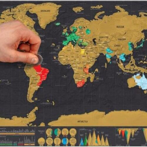 Deluxe Erase World Travel Map Personalized Atlas Poster Teaching equipment Scratch For Map Home Office Decoration Wall Sticker