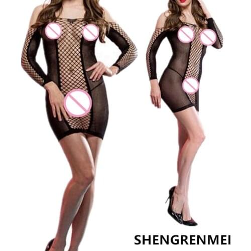SHENGRENMEI Oversize Lingerie Women Night Dress Female Perspective Hollow Jacquard Chemises Hot Baby Dolls Ladies Sexy Costumes