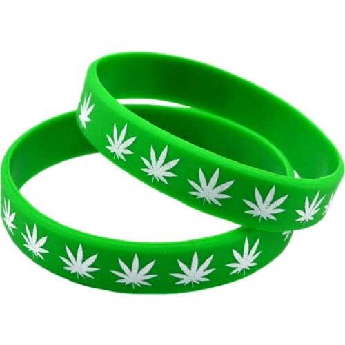 1PC The Jamaica Leaf Silicone Wristband Printed Logo 4 Colors