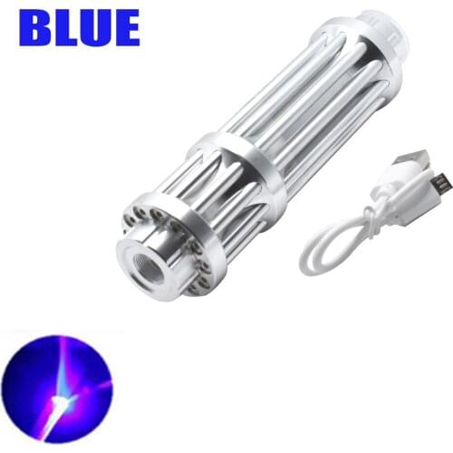 High Power Blue Laser pointer USB Rechargeable Built-in battery Laser Sight 10000m 5mw Adjustable Focus Lazer Burning Matches