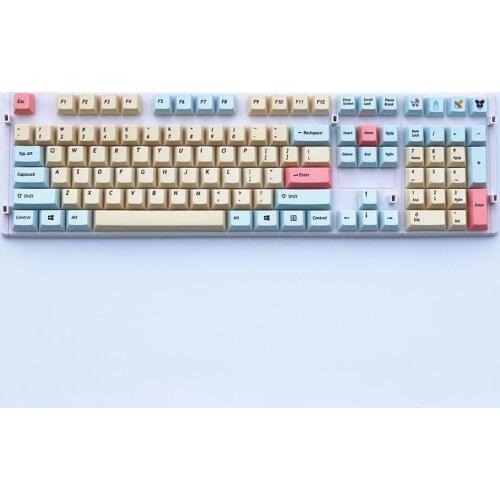 Blue Yellow Pink Color Cherry Profile Keycaps For Cherry Mx Switch Mechanical Gaming Keybaord Modify Sublimation PBT 108 Key Cap