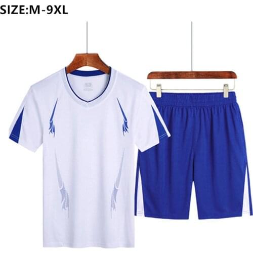 Running Sports Set Men Tops Quick Dry Plus Size 6XL 7XL 8XL 9XL White Boys 2 Two Piece Gym Trainning T Shirt Man Summer Shorts