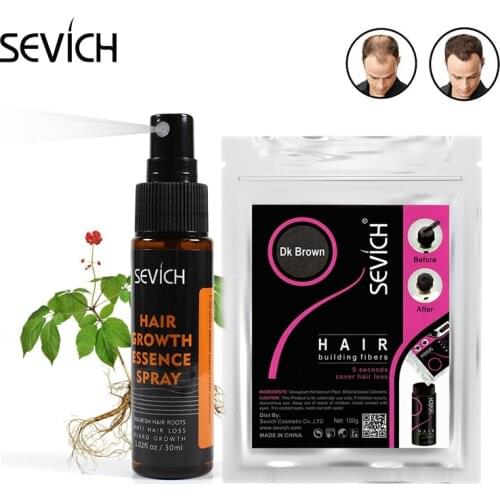 Sevich 100g Hair Fibers&30ml Hair Growth Spray Fast Grow for Hair Loss Treatment Hair Building Fiber Powder 10 Color Hair Care
