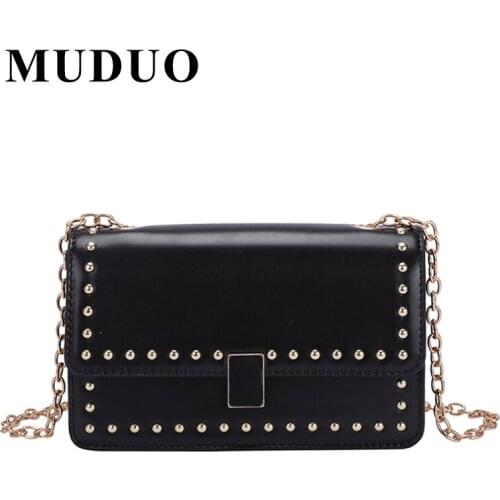 MUDUO Leather Brand Designer Shoulder Simple Bags For Women 2021 Chain Rivet Luxury Crossbody Bag Female Fashion Small Handbags
