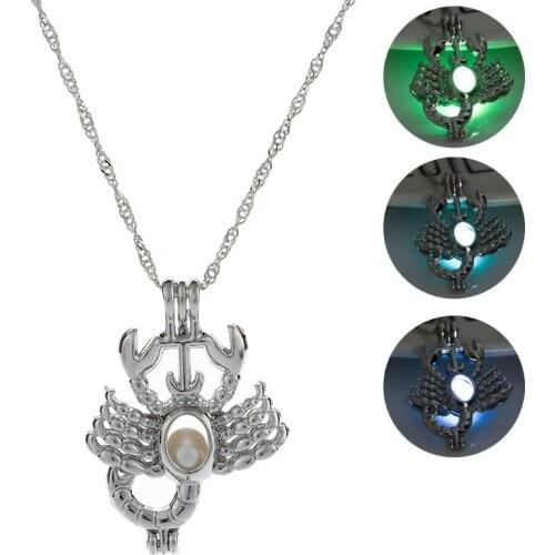 Punk Style Scorpion Shape Luminous Pendant Necklace 3 Color Glowing In The Dark Animal Necklace Classic Chain Jewelry Men Gifts
