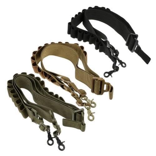 Tactical 15 Round 12 Gauge 12GA Ammo Shell Cartridge Belt Airsoft Paintball Hunting Rifle Two Point Gun Sling Strap