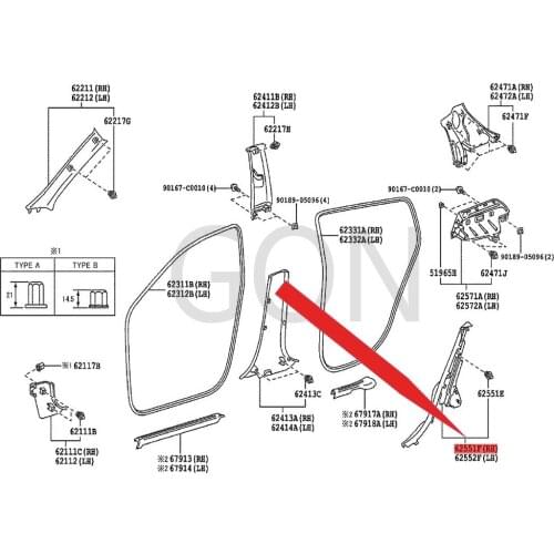Rear right seat side trim 2013-Toy ota YAR IS left rear fender car interior trim panel trim gear panel interior trim gear