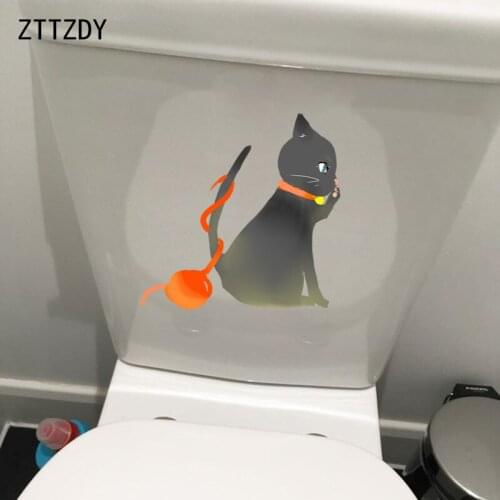 ZTTZDY 20.6*23.4CM Funny Cat Wall Decal WC Toilet Sticker Living Room Home Decor T3-0188