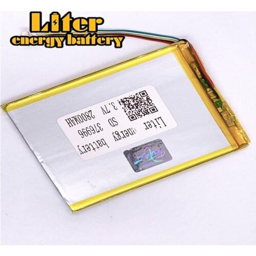 1.0MM 5pin connector 376996 2800mah 3.7V flat rechargeable pure lipo battery for tablet pc 7inch 8inch 9inch MP4 MP5