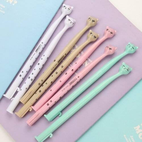 1pcs Cartoon Bend Cat Ballpoint Pen Creative Ballpen Kawaii Magical Pen Fashion School Office Writing Supplies