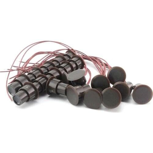 10 pairs) Brown Color Wired Magnetic Switch Door Open Alarm Sensor Security Magnet Window Alarm normal open relay