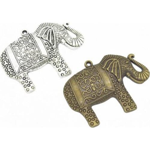 10pcs/lot 49x38mm Two Tone Plated Alloy Elephant Charms Pendant Fit For Jewelry Findings