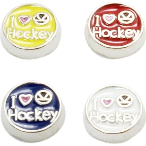 20Pcs/Lot I Love Hockey Alloy Floating Charms Hand-made DIY for Glass Lockets