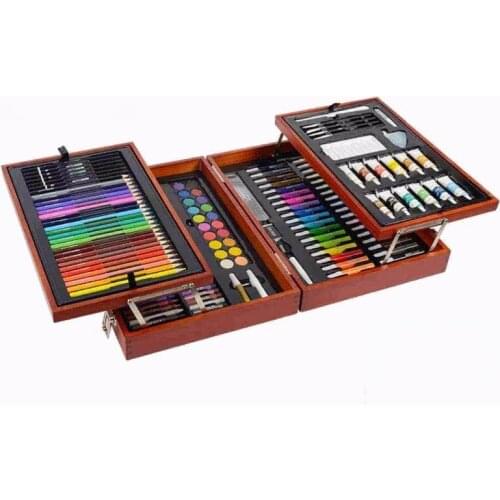 3 set, 197 Piecs/set for Sketching and Drawing with Wood Case Color Pen Crayons Art Painting Set for Kids Children Drawing Tools