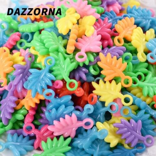 30Pcs/Lot Candy Color Acrylic Pendant Cartoon Small Tree with Hole Pendant for Diy Jewelry Making Handicraft Accessories