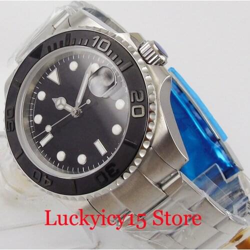 BLIGER Nologo NH35 MIYOTA 8215 Automatic Men Wristwatch Brushed Bezel Insert Mental Band