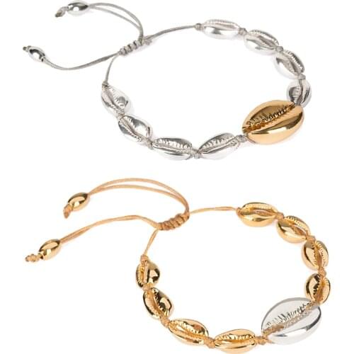 Bileklik natural cowry PUKA SHELL BRACELET GOLD shell bracelets femme boho beach small seashell bracelets for women