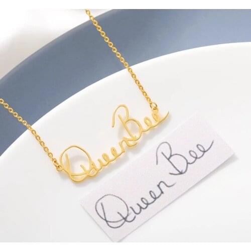 Custom Name Bracelet Jewelry Stainless Steel Handwriting Signature Picture Nameplate Charm Bracelet Lovers Best Friends Gifts