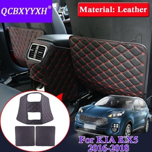 QCBXYYXH Car Armrest Cover Kick Pad Case Back Seat Protection Mat Children Anti-Kick Pad For KIA Sportage 2016 Leather Accessory
