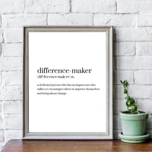 Difference-Maker Definition Prints Black White Canvas Poster Modern Minimalist Wall Art Picture Nordic Decoration Mentor Gift
