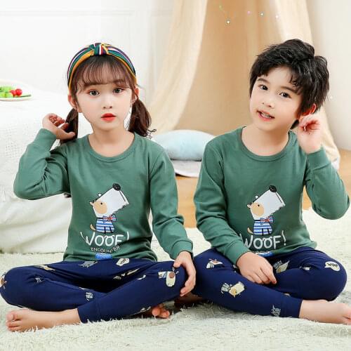 2021 Children Pajamas 2pcs Set Cartoon Sleepwear Baby Girls Clothes Sleep Suit Summer Cotton Pijamas Infantil Boys Pyjamas Kids