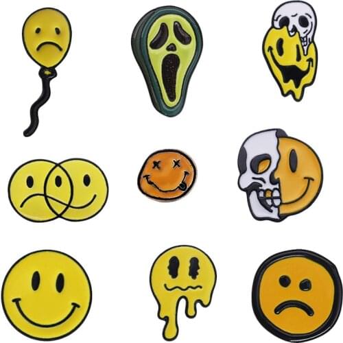 BE HAPPY Grimace Smile Face Enamel Pins Boys’ Girls’ Backpack Jacket Badges Spoof Funny Gift For Friends Jewelry Gifts