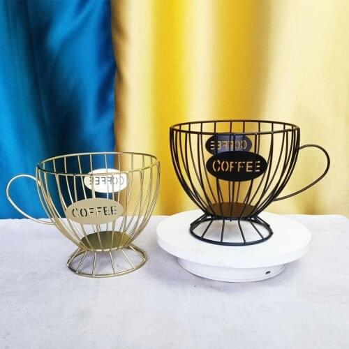 Geometry Coffee Storage Basket Practical Sturdy Iron Hollow Coffee Pod Holder Capsule Fruit Sugar Basket Organizer for Home