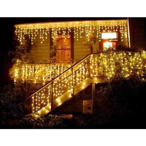 String Lights Christmas Outdoor Decoration Drop 5m Droop 0.3m/ 0.4m/0.5m Curtain Icicle String Led Lights Garden Party 220V 110V