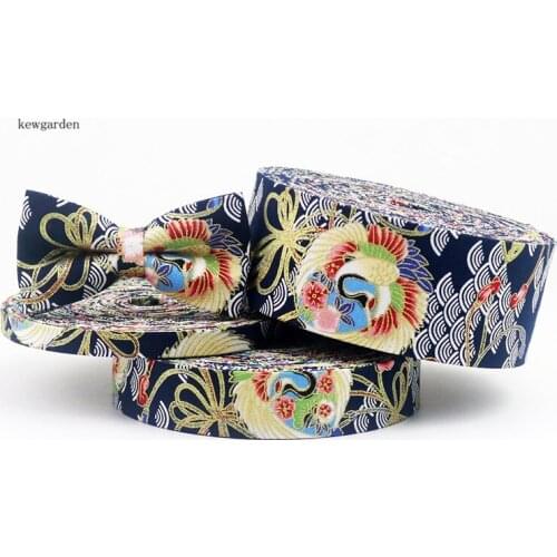 Kewgarden 10mm 1CM Hot Stamping Cotton Satin Layering Cloth Ribbons Handmade Cotton Ribbon DIY Bowtie Tape Riband 10m/lot