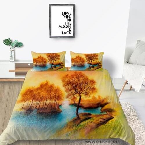 King Size Bedding Set Vintage Style Artistic Duvet Cover Landscape Painting Queen Twin Full Single Double Bed Set Nature