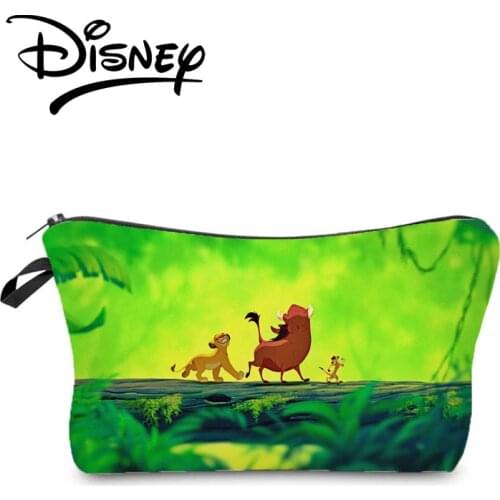 Disney The Lion King Printing Cosmetic Bags Bright Colors Green Storage Bag Cartoon Animal Women Makeup Bag Mini Child Candy Bag