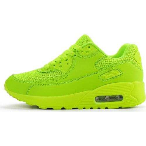 Fashion Neon Green Sneakers Man Thick Sole Lace Up Adult Athletic Trainer Cushioning Outdoor Fitness Sport Gym Walking Shoes