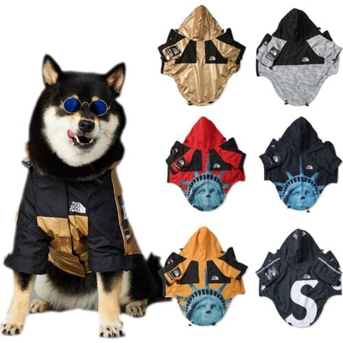 Retro Pet Dog Jacket Waterproof Dog Raincoat for Large Medium Small Dogs Gold Mesh Breathable Puppy Clothes Coat ropa para perro