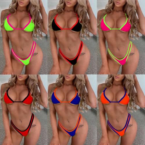 Fashion Womens Swimwear Bikini Set Bandage Triangle Swimsuit Bathing Beachwear Sexy Bikini Two-Piece Suits