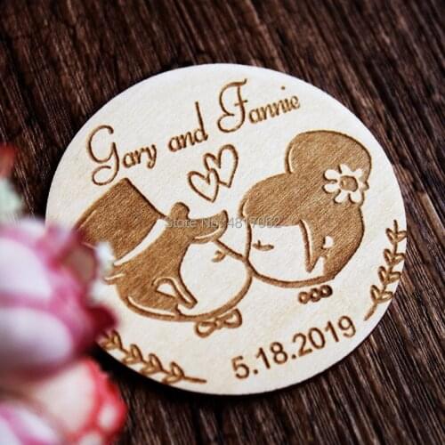 Custom Save the date magnets , Wedding Favor, Laser Engraved Wood Card, Kissing Couple wooden magnet