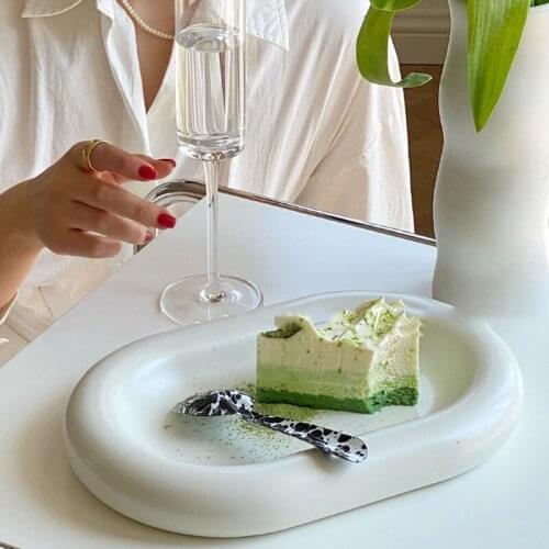 Oval Plate Table Dinner Ink Dot Jewelry Display Storage Tray Ceramic Thicken Dessert Fruit Dish Kitchen Tableware Plates