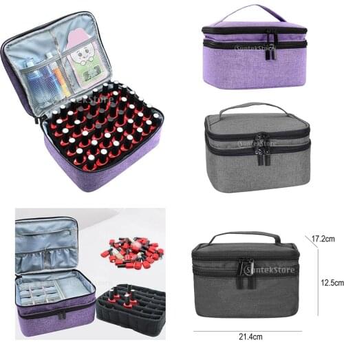 Portable Nail Polish Storage Bag Organizer Case for 30 Bottles 5ml-15ml Oil