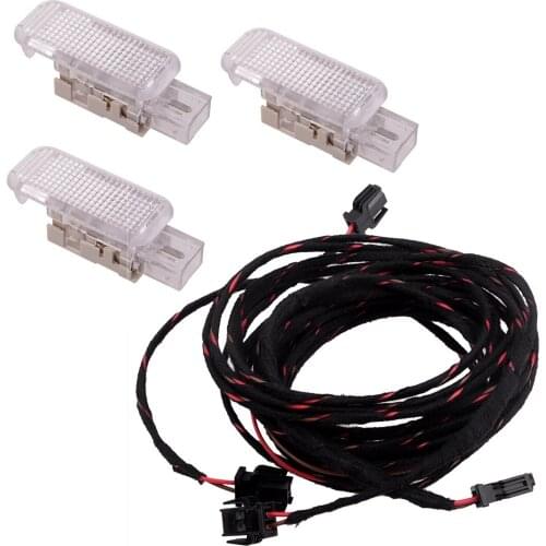 1 Set Footwell Step Door Lights & Harness 5ND 947 415 Fit For VW Golf 6 Passat B6 Jetta MK5 MK6 Tiguan
