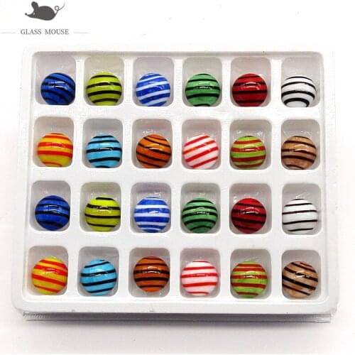 16mm Handmade glass marbles balls 24Pcs colorful murano glass ball Home Fish Tank Decor Vase Aquarium nuggets Game Toys for Kids