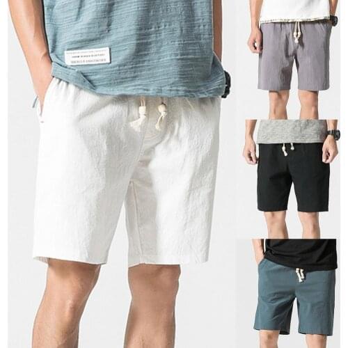 Summer Men Jogging Shorts Solid Color Drawstring Soft Loose Mid Rise Pockets Shorts for Fitness Mens Running Sporting Shorts