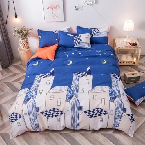 Blue Duvet Cover 220x240 Pillowcase 3Pcs，Quilt Cover 175x220 Bed Cover，Urban Night Sky Blanket Cover，Queen King Size Bedding Set