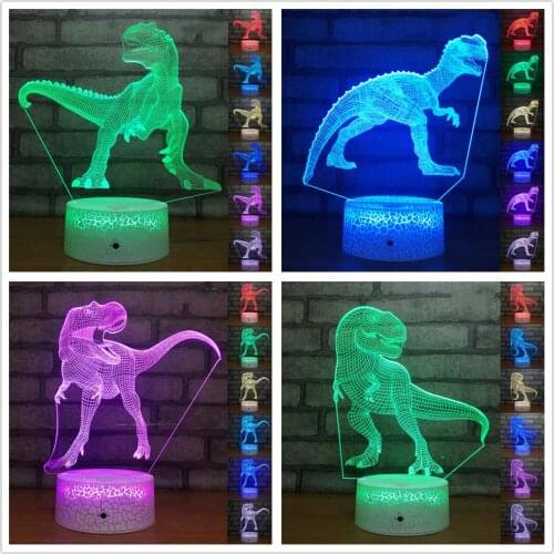 LED USB 3d Visual Dinosaur Night Light Cute Toy Gift 7 Colors Cartoon Table Lamp For Children Bedroom Decoration Lighting