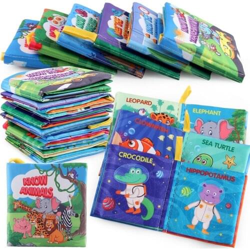 Quiet Kidsbooks Newborn Baby Early Learning Soft Cloth Cartoon Book Childhood Sound Paper Puzzle Toddler Toy Educational for Kid