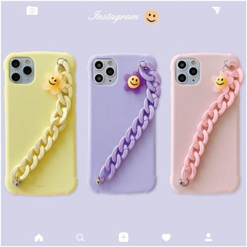 Korea Macaron Smiley sun flower Bracelet Soft silicon phone case for apple iphone 7 8 Plus X XS XR MAX 11 Pro SE Anti-fall cover