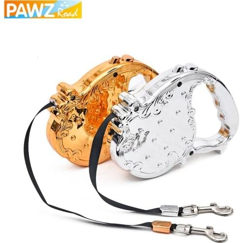 Dog Leash Retractable Gold Silver Black Luxury Pet Leash Automatic 3M Long Pet Product Rope Walking Running Leash For Pet Dog