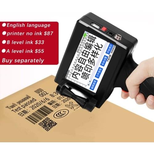 English QR Bar batch code date number logo expiry date label plastic bottle hand jet handheld thermal inkjet printer