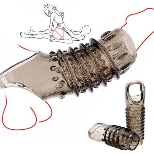 Silicone Reusable Penis Sleeve Strapon Delayed Ejaculation Chastity Lock Sperm Erection Adult Erotic Sex Toys For Men
