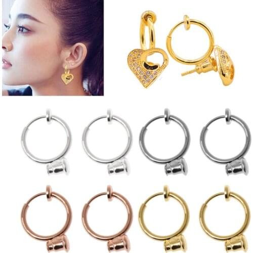 1 Pair Clip On Hoop Earring Converters No-pierced Turn Any Stud Into A Clip-On C1FC